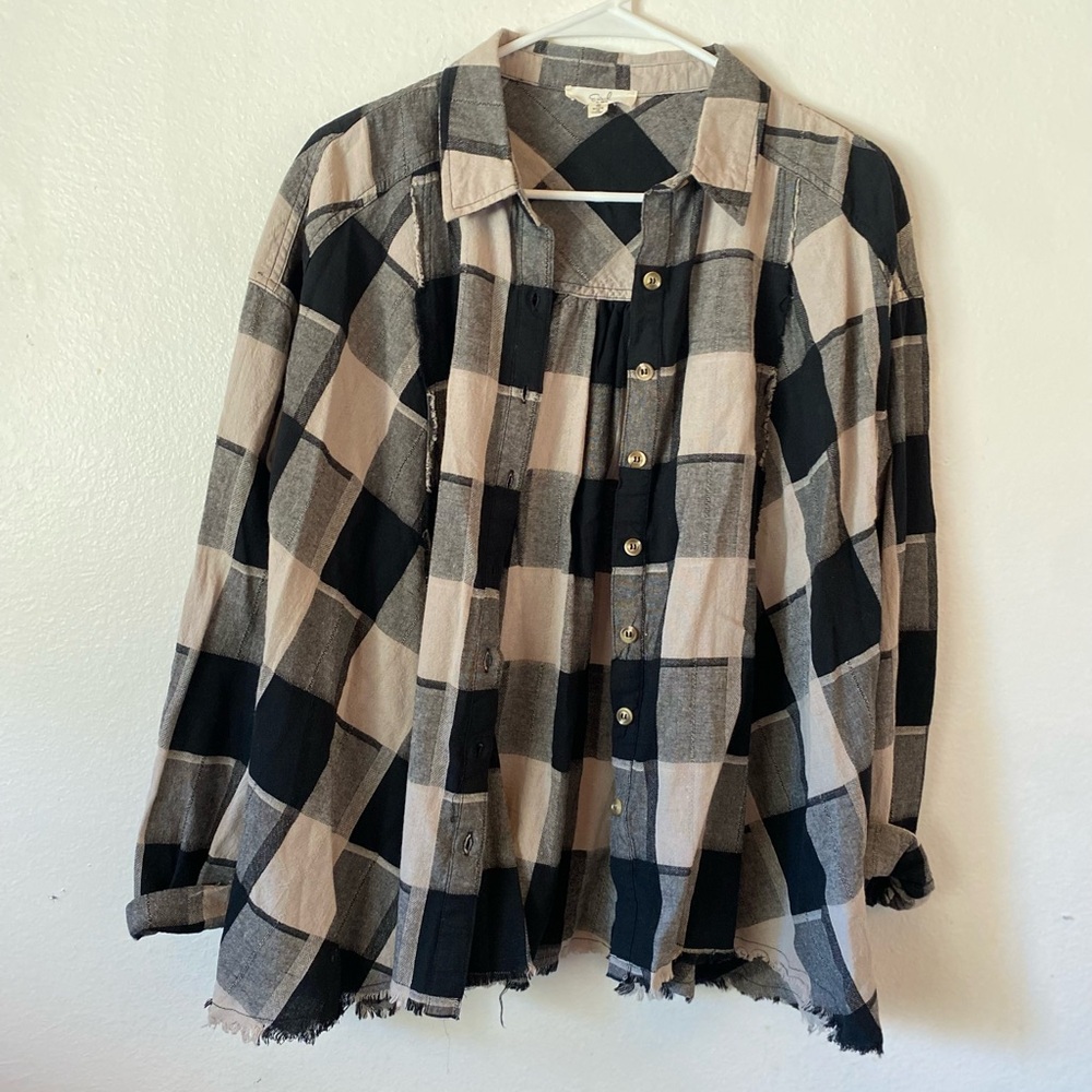 Plaid Flannel Button-Front Shirt